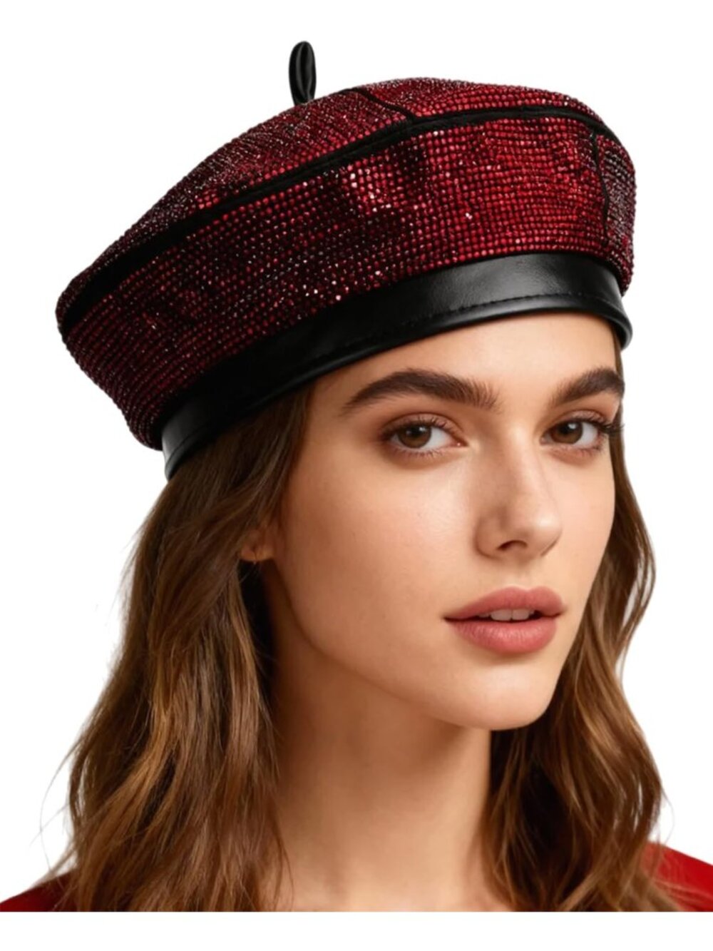 Chic PU Leather Black Beret Hat for Women | Stylish Casual Beanie Accessory